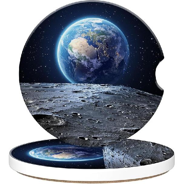 Colorful Flowers and Plants Car Cup Holder Coaster,Car Coasters for Cup Holder,2 Pack Floral Berries Anti-Slip Absorbent Ceramic Car Cup Coasters for