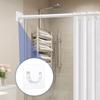 Shower Curtain Rod 8 PCS No Drill Retainer Brackets Tension Holders Adhesive Holder Closet Hooks Rods For Bathroom Wardrobe Curved Clips Wall Strip