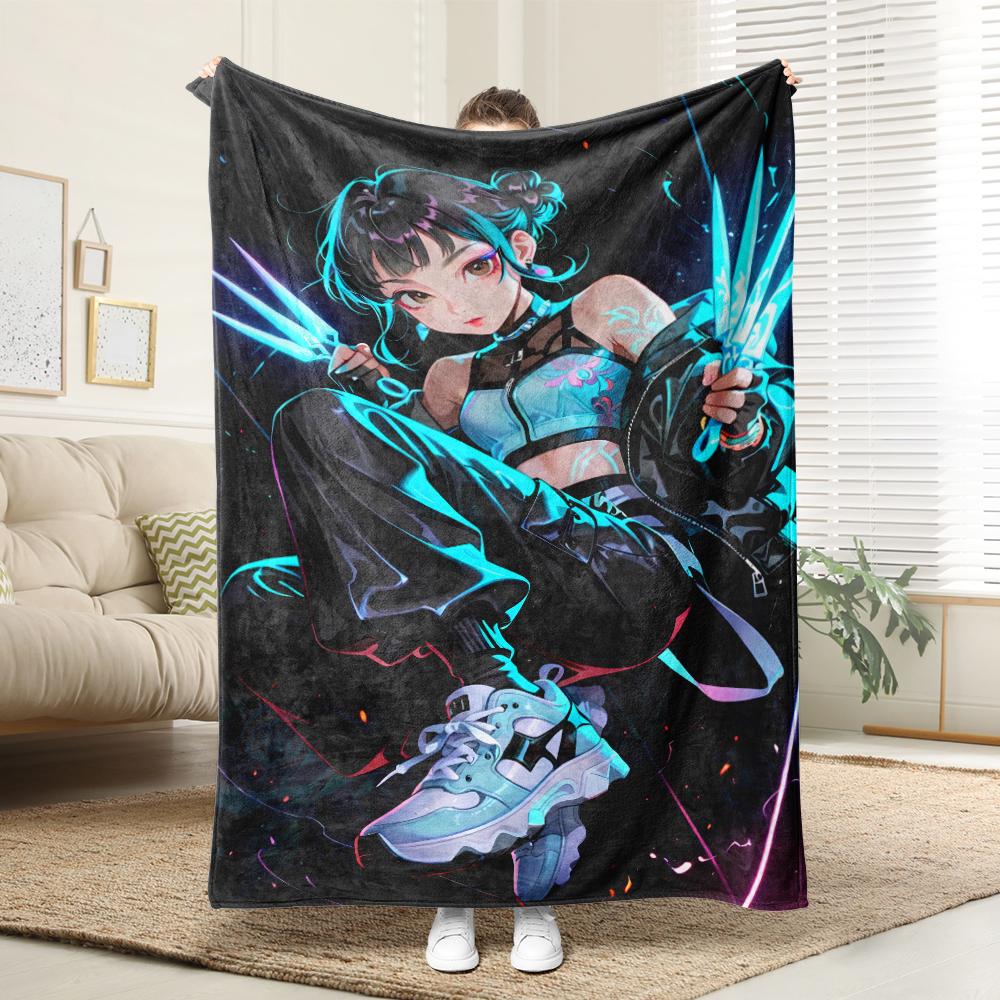 KPop Demon Hunters Colorful anime girl blanket: various shapes, fantasy patterns, comfortable and fashionable at home