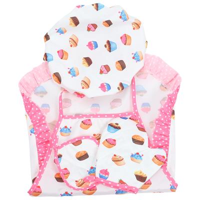 Reusable Toddler Cooking Apron Set Children Kitchen Apron Chef Hat Bib Gloves Washable Adjustable Straps Kids Costume Household