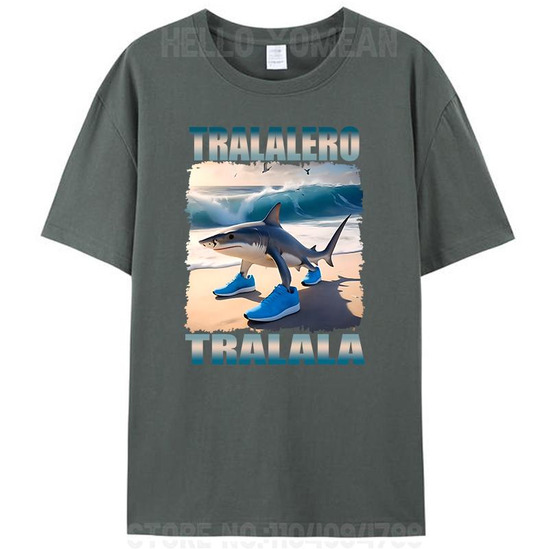 Tralalero Tralala Maglietta Bootleg Italian Brain Rot Funny Meme T-Shirt Graphic Vintage 100% Cotton Summer Unisex Y2k Tee Tops