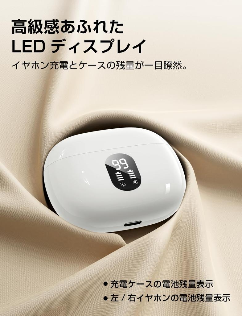 Bluetooth Wireless 48 Hours Deep LED IPX7 Instant Bluetooth Earphones with Fast Compatible with and Perfect for and Web Conferencing Earbuds,