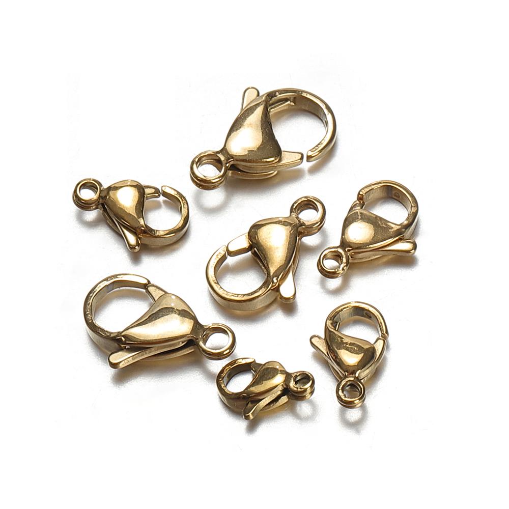 20pcs 9/10/12/15mm Stainless Steel Lobster Clasps Jewelry Finding DIY Clasp Hooks Necklace & Bracelet Chain Jewelry Components