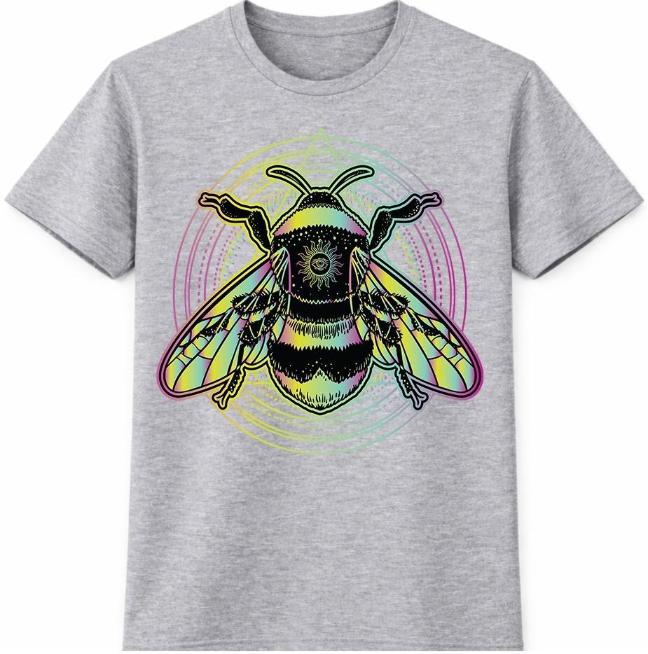 Bee Crown T Shirt Sacred Geometry Mystical Insect Graphic Tee
