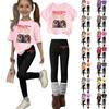 Conjunto para Niños y Niñas Camiseta Casual de Manga Corta y Pantalones Largos