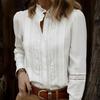 Women's Fashion Casual Spring Autumn Solid Color Print Long Sleeve V-Neck Blouses  Shirts