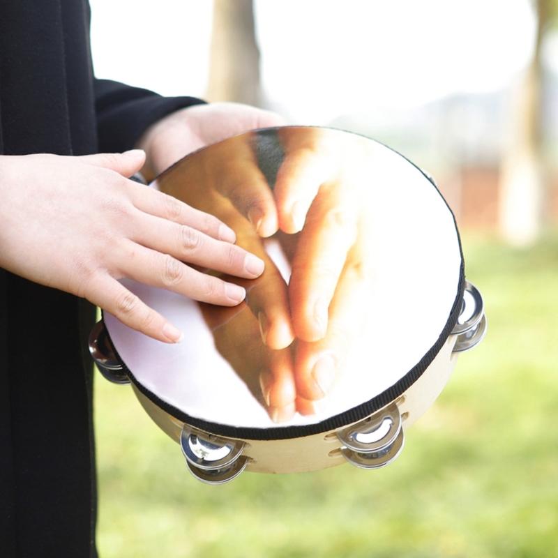  Bells Drum Handheld Tambourine Freestyles Hand Bells Musical Percussion Instrument for Family Party Child Tambourine