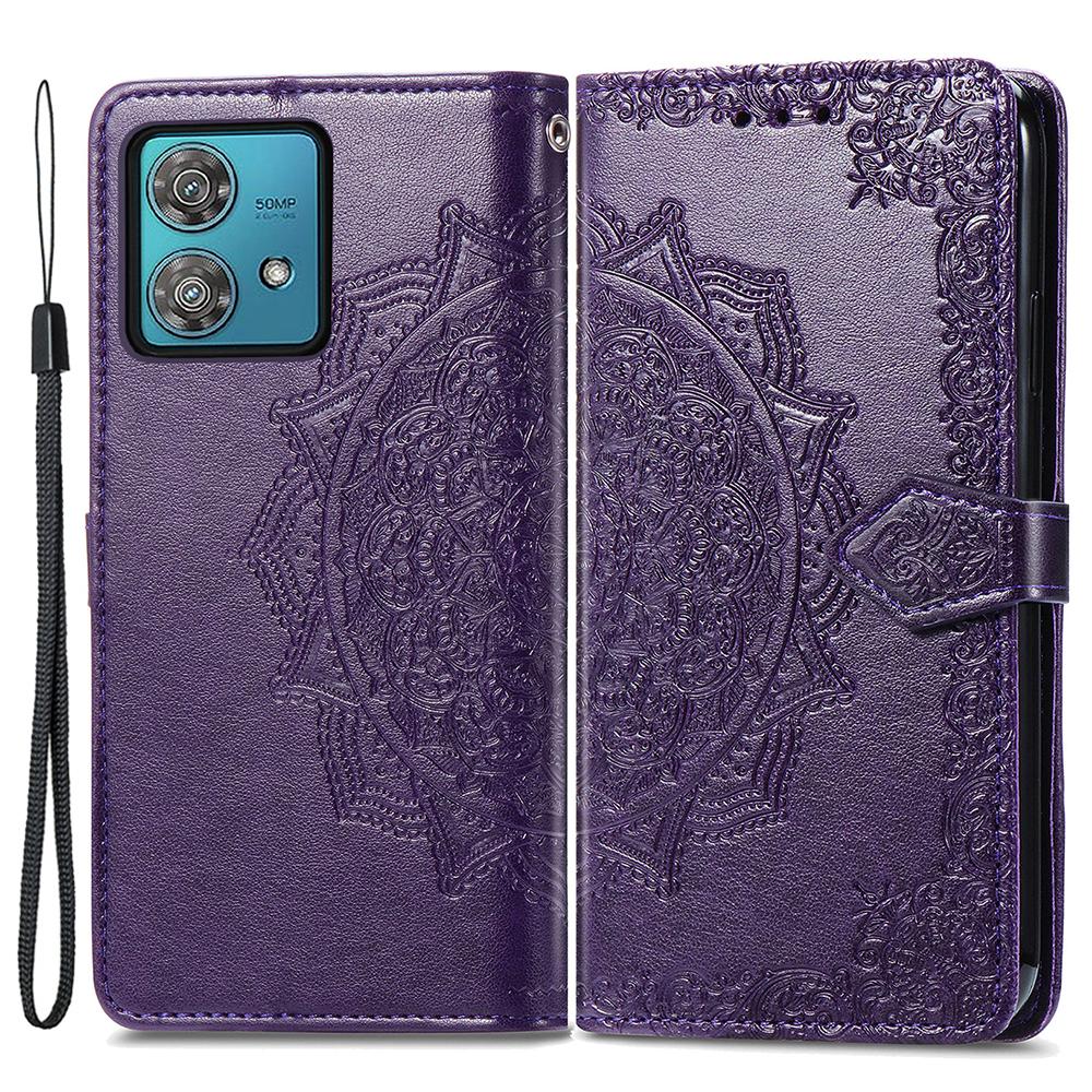For Motorola Edge 40 Neo 5G Case Mandala Embossed PU Leather 3 Card Slots Phone Cover