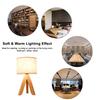 Linen Lampshade Table Lamp Wood Tripod Stand Desk Lamp Vintage Bedside Lamp  Study