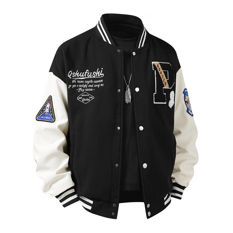 Herren Trendige Bestickte Baseballjacke: Lässig, Lockerer Schnitt, Partnerlook für Frühling, Herbst, Winter