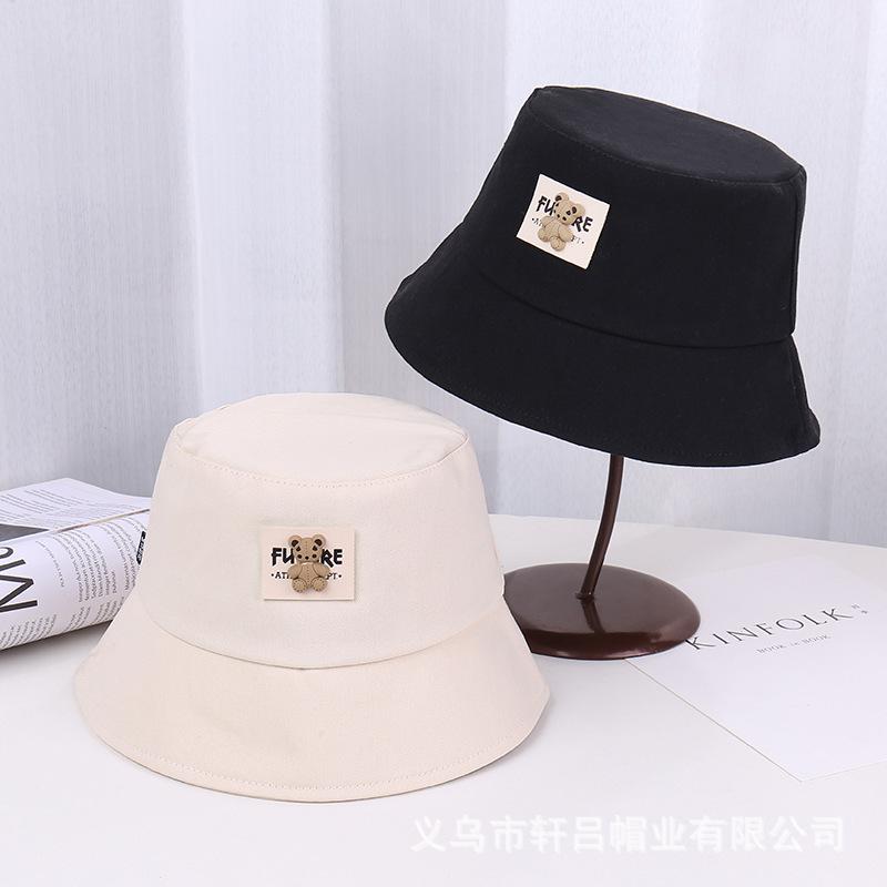 Spring New Sunshade Basin Hat Women's Casual Versatile Cartoon Bear Fisherman Hat Outdoor Sunscreen Bucket Hat