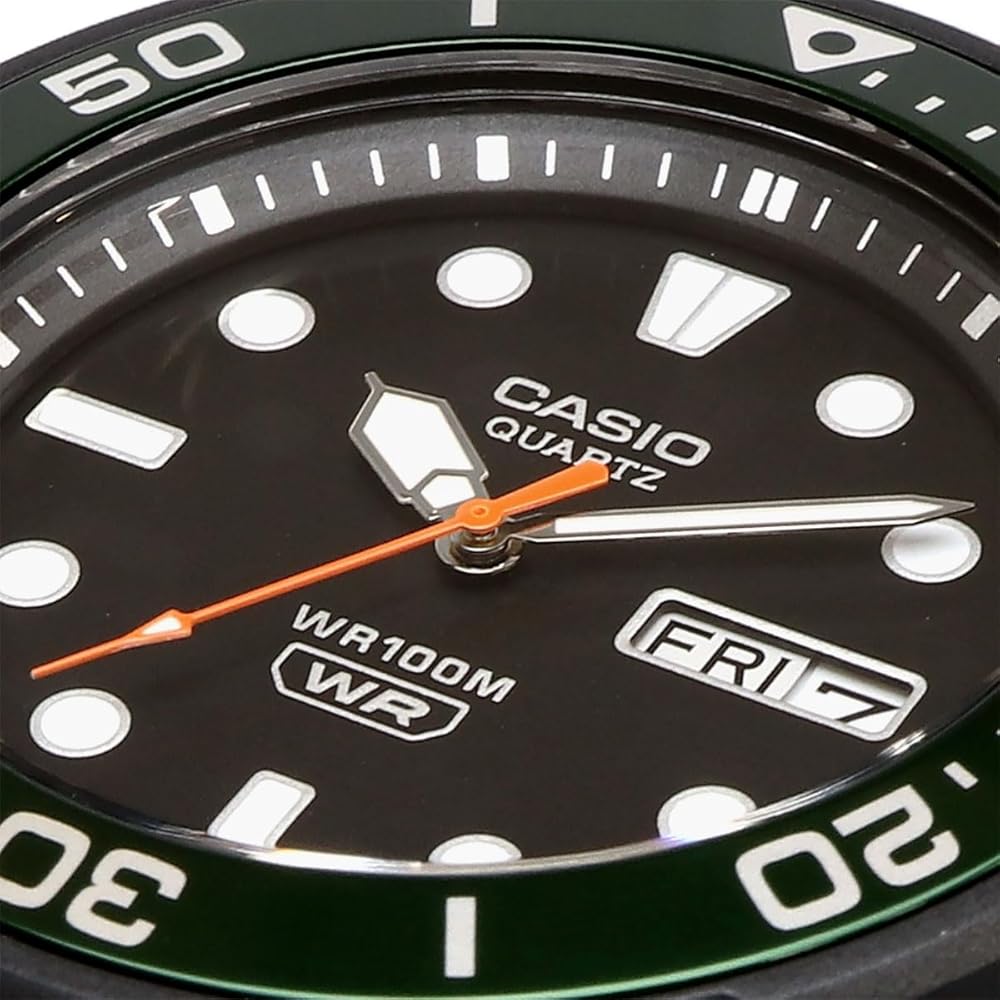 Casio Standard MRW-230H-1E3V Quartz Men's Watch Black Green Bezel International Model