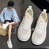 Leather little white shoes women's new single-mesh breathable thick-soled heightening sports and leisure shoes versatile muffin board shoes
