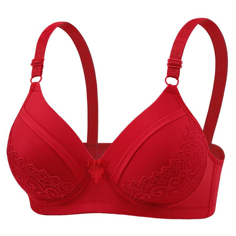 

Large Size Thin Anti Sagging Hollow Bra Push Up Open Back Side Receiving Side Breasts Beauty Back Non Magnetic Women Bra 42/95C красный