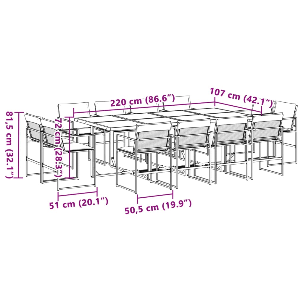 Vidaxl 13-Cz. Garden Furniture Set With Cushions, White, Textilene