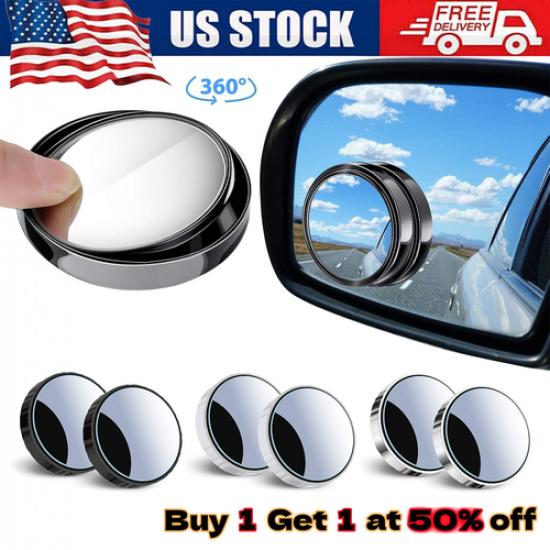 2Pcs Blind Spot Mirror Auto 360° Wide Angle Convex Rear Side View Car Truck SUV