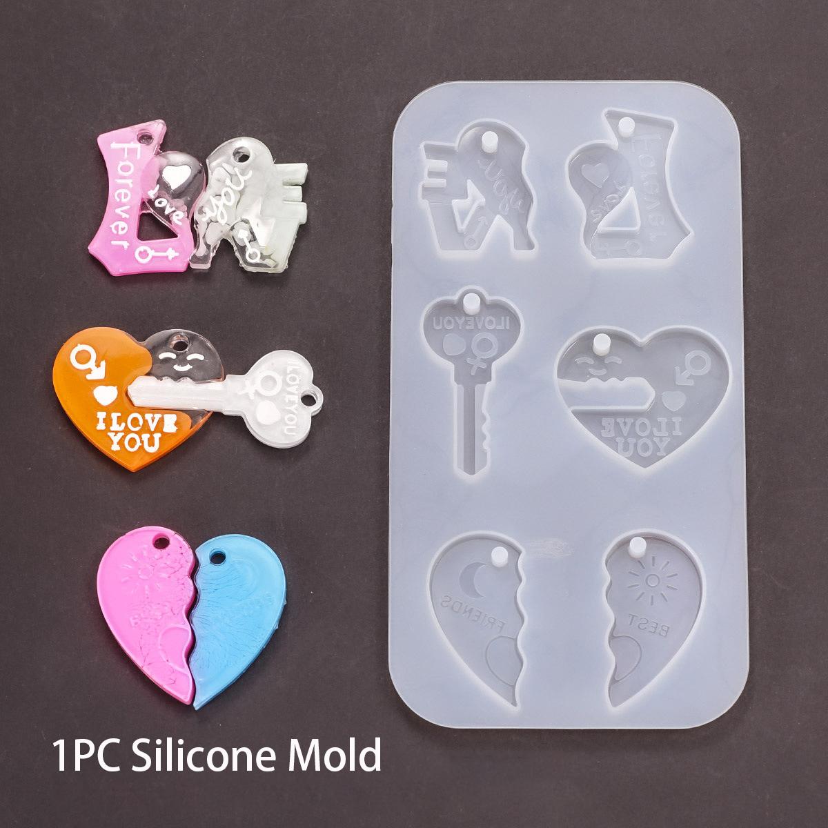 1PC Drip Glue Diy Silicone Mold Love Pendant Bag Jewelry Necklace Pendant Couple Pendant Mold
