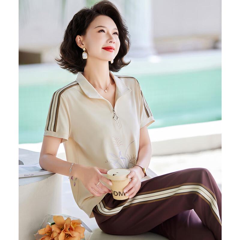 

Подходит женский летний тонкий эластичный набор из футболки и брюк L