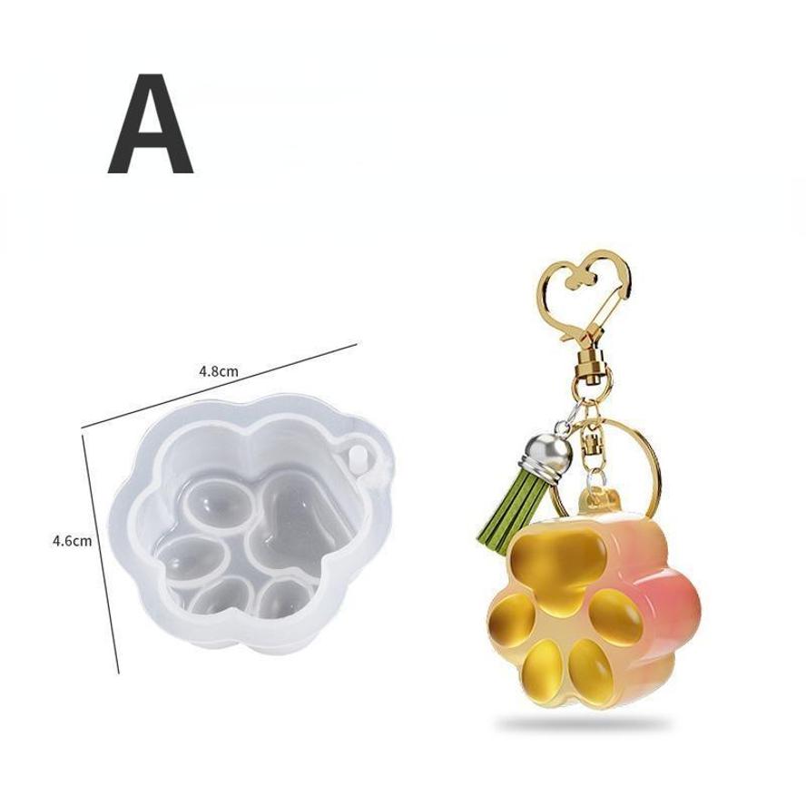1 Pcs Diy Keychain Drip Mold Resin Flower Cat Claw Pentagram Pendant Silicone Mold Wholesale