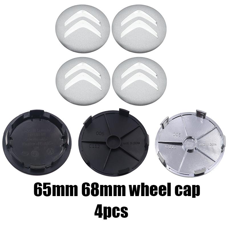 

4pcs 3D 65mm 68mm Citroen logo Car wheel emblem Wheel Center Hub Cap auto Rim refit dust-proof badge covers styling accessories 68mm black cap