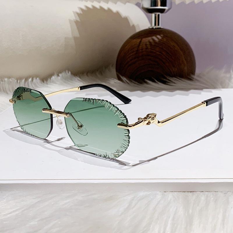 

JYL TS Sunglasses Frameless Metal Leopard UV Unisex/90370 B-963 дика орхідея кольору