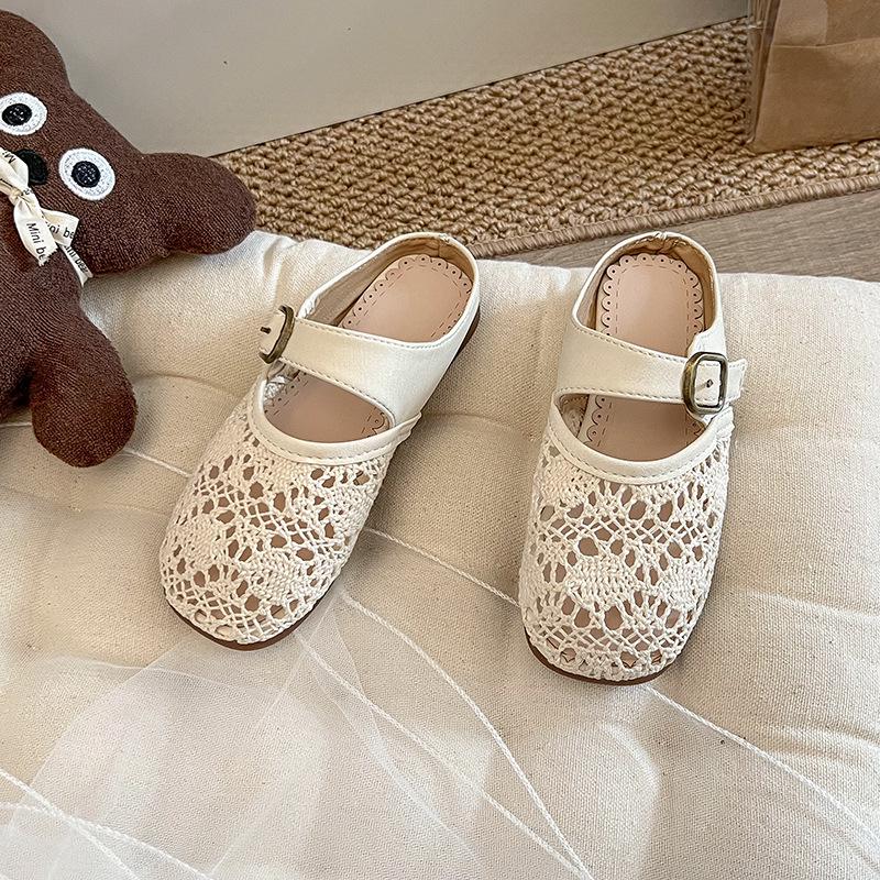 Girls Korean Style Lace Head Cover Sandals - Soft Sole, Breathable Summer Beach Shoes for Middle and Big Kids 31