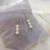 Simple natural freshwater three-bead pearl earrings, silver needle stud earrings ins trendy fashion light luxury niche design earrings