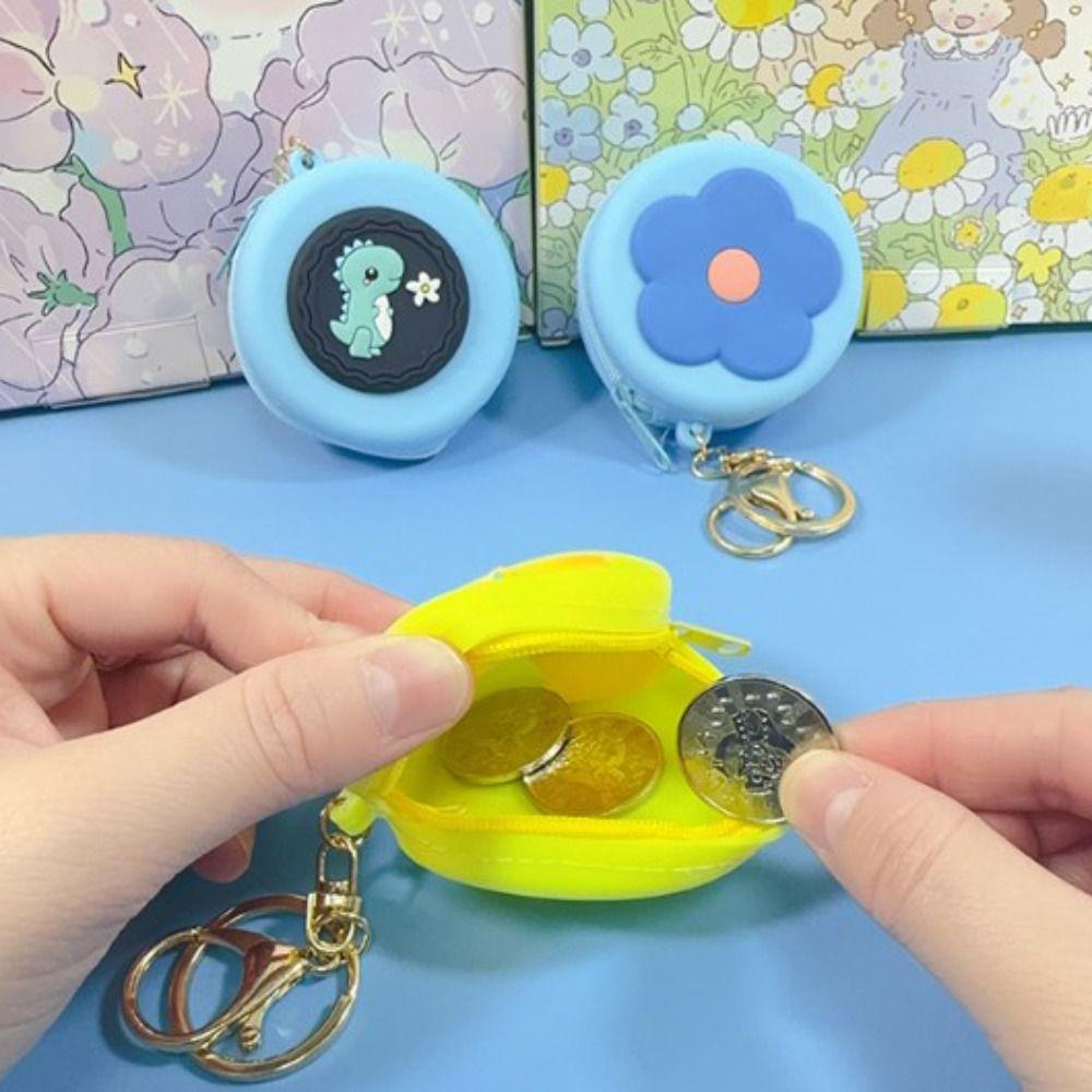 Cute Silicone Coin Purses Zipper Small Pendant Keychains Pouch Portable Cartoon Item Bag Female