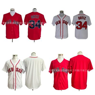 Boston Red Sox Embroidered Baseball Jersey Short Sleeve Unisex Team Fan Shirt Blank Customizable