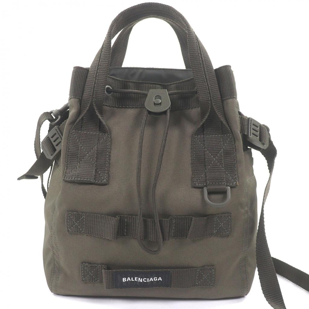 Great BALENCIAGA Shoulder Bag ARMY 2WAY Handbag Khaki Used