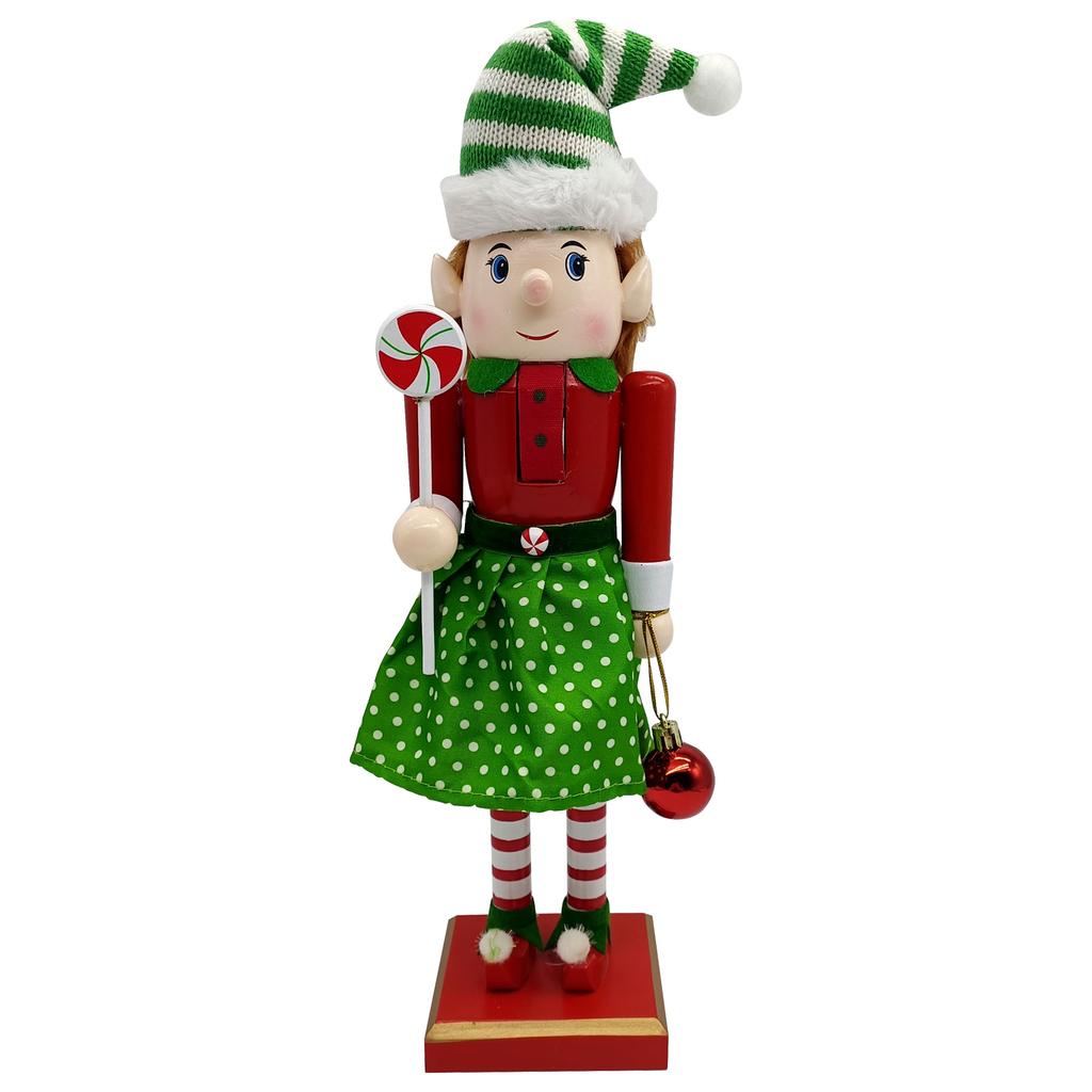 Christmas Elf Holiday Nutcracker Wooden Nutcracker Soldier Figurine For Xmas Parties Mini Elf Dolls For Festive Home Decorations