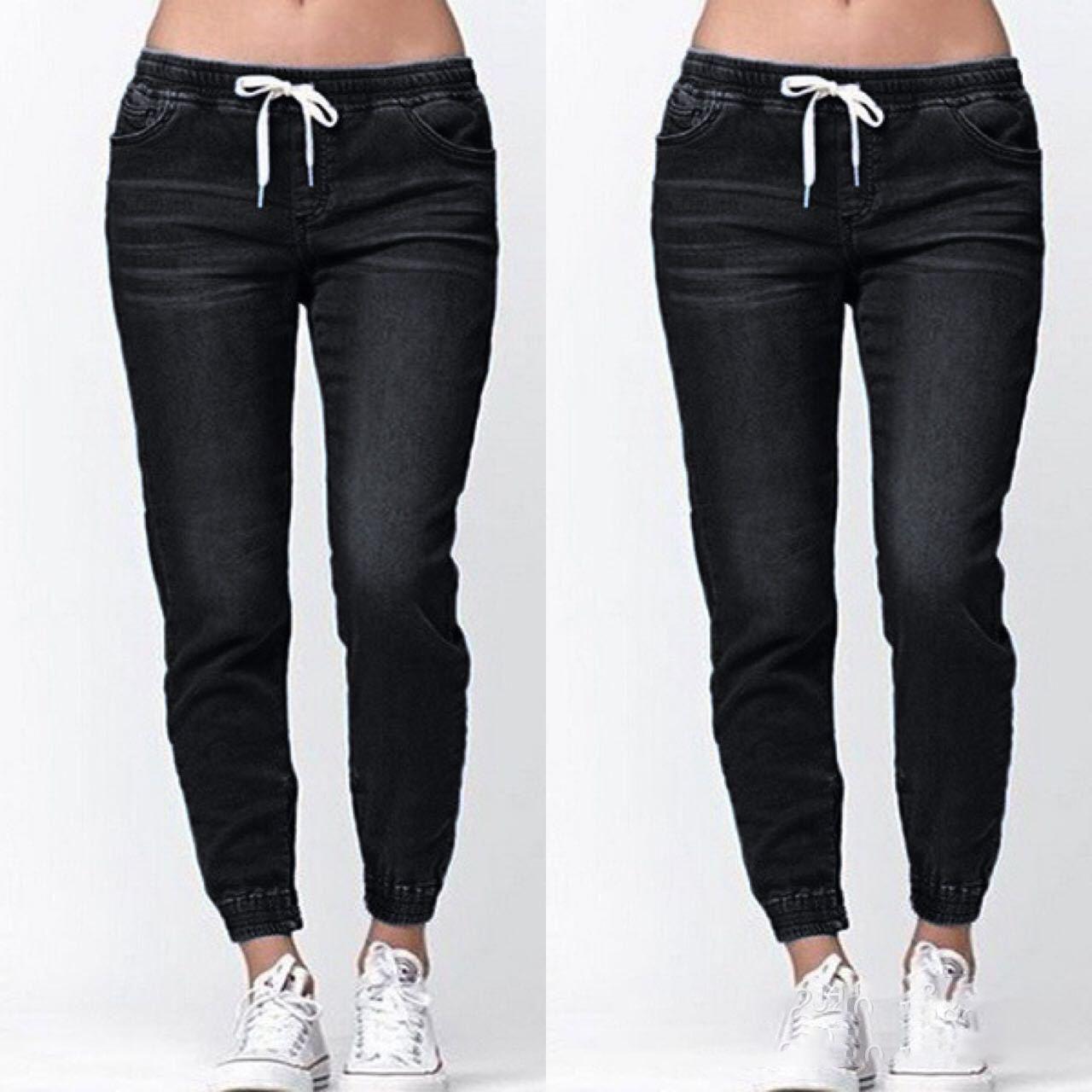 

Женские повседневные сексуальные джинсовые брюки Женские свободные брюки с высокой талией на пуговицах S чёрный