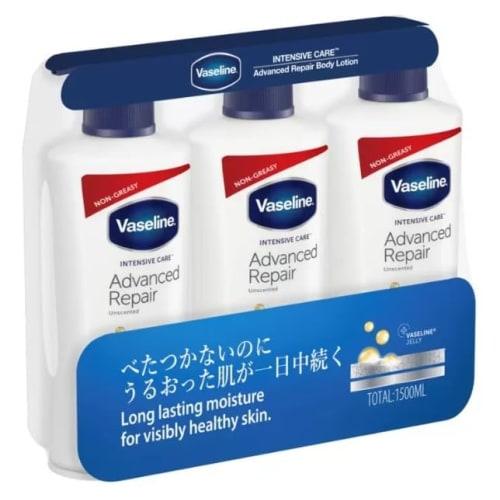 Vaseline Advanced Repair Body Lotion 3-bottle set (500ml x 3-bottle set) with Mymyshous Intensive care with plenty of moisture but not sticky
