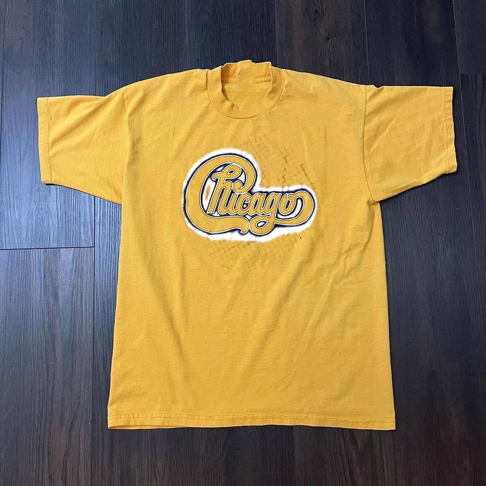 Chicago Band Logo Basic Yellow Cotton T Shirt Full Size S-5XL Unisex T-Shirt XL