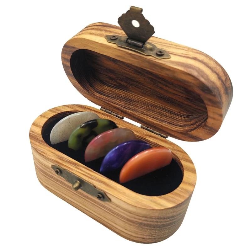 

Set of 5 Thickness Guitar Picks Resin Wood Texture Storage Box Set Colorful Guitar Plectrums Perfect for Musicians 1