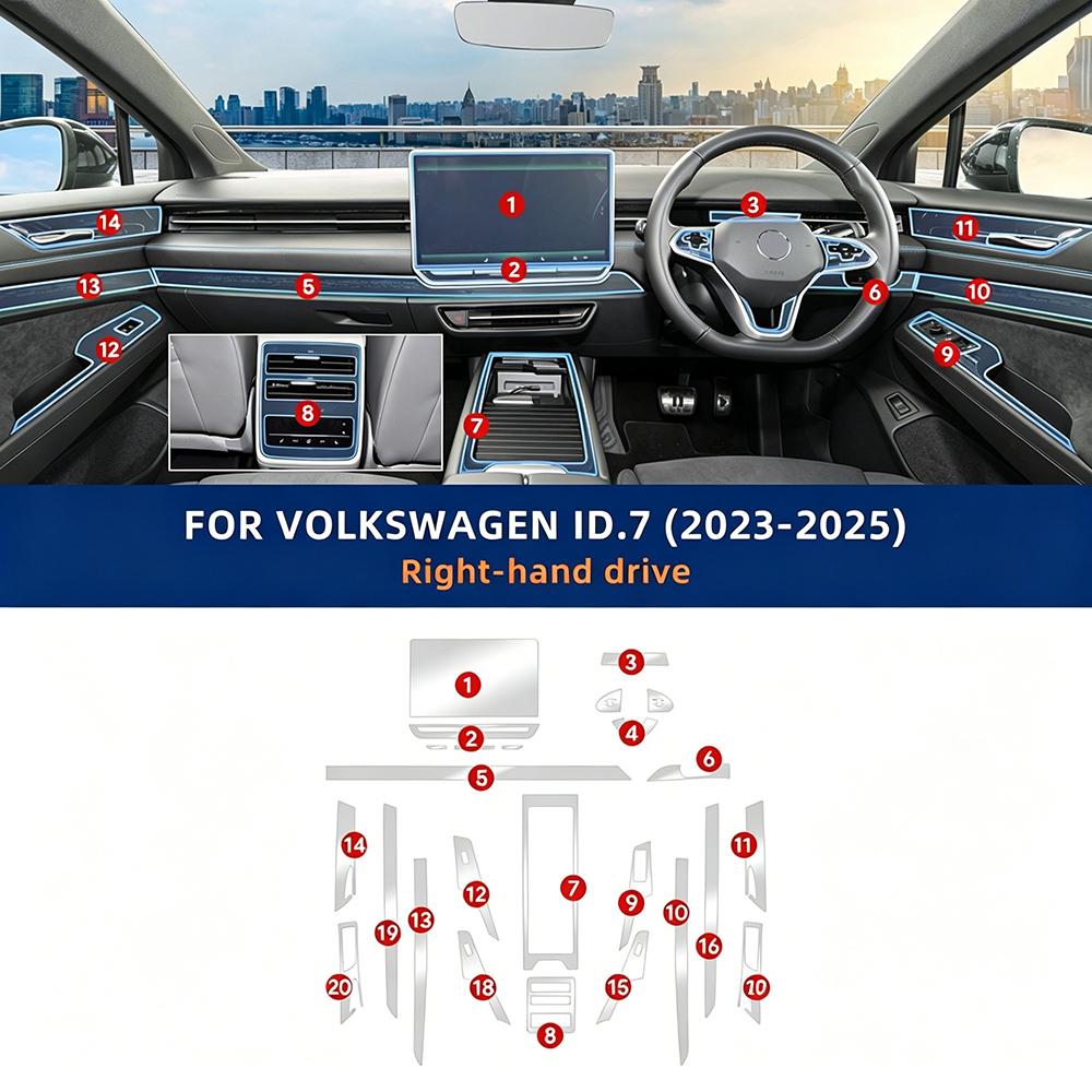 TPU Protective Film for VW ID7 2023-2025 ID.3 2025-2026 Interior Anti-Scratch Transparent Sticker