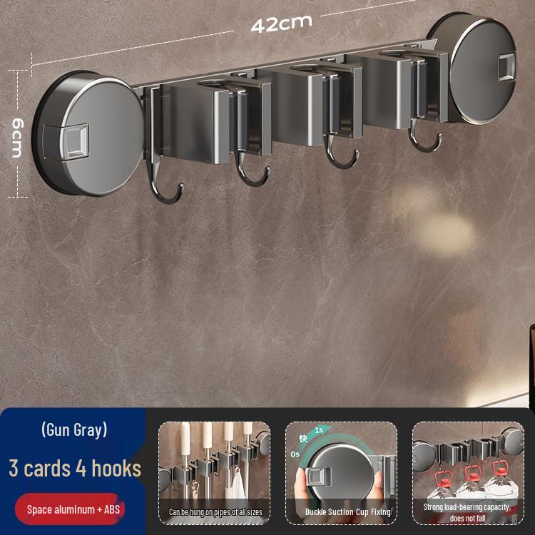 Saugbecher-Mopp- und Besenhalter - Bohrerfreie Wandmontage für die Badezimmeraufbewahrung