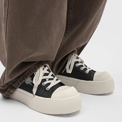 Hässlich süß und naiv Großkopf Milchduft Basisplatte Schuhe Lässige Pendler Trendige Schuhe Nische High Street Dicke Sohle Absatzsteigernde Derby Schuhe