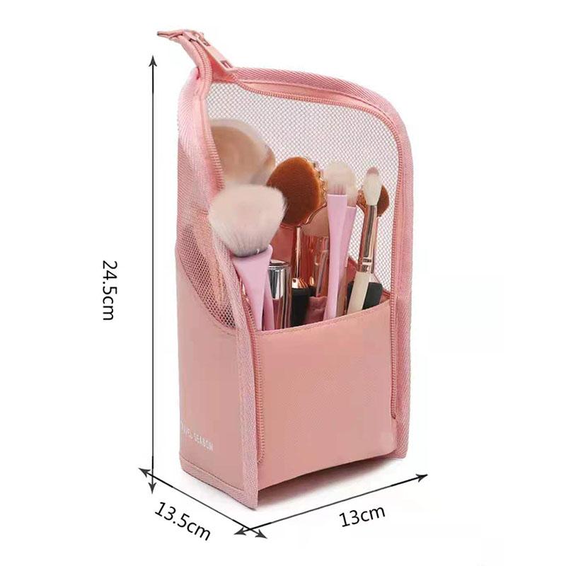 1 pz Stand Borsa Cosmetica per Donna Cerniera Borsa Cosmetica Viaggio Femminile Porta Pennelli Trucco Organizer Borsa da Toilette
