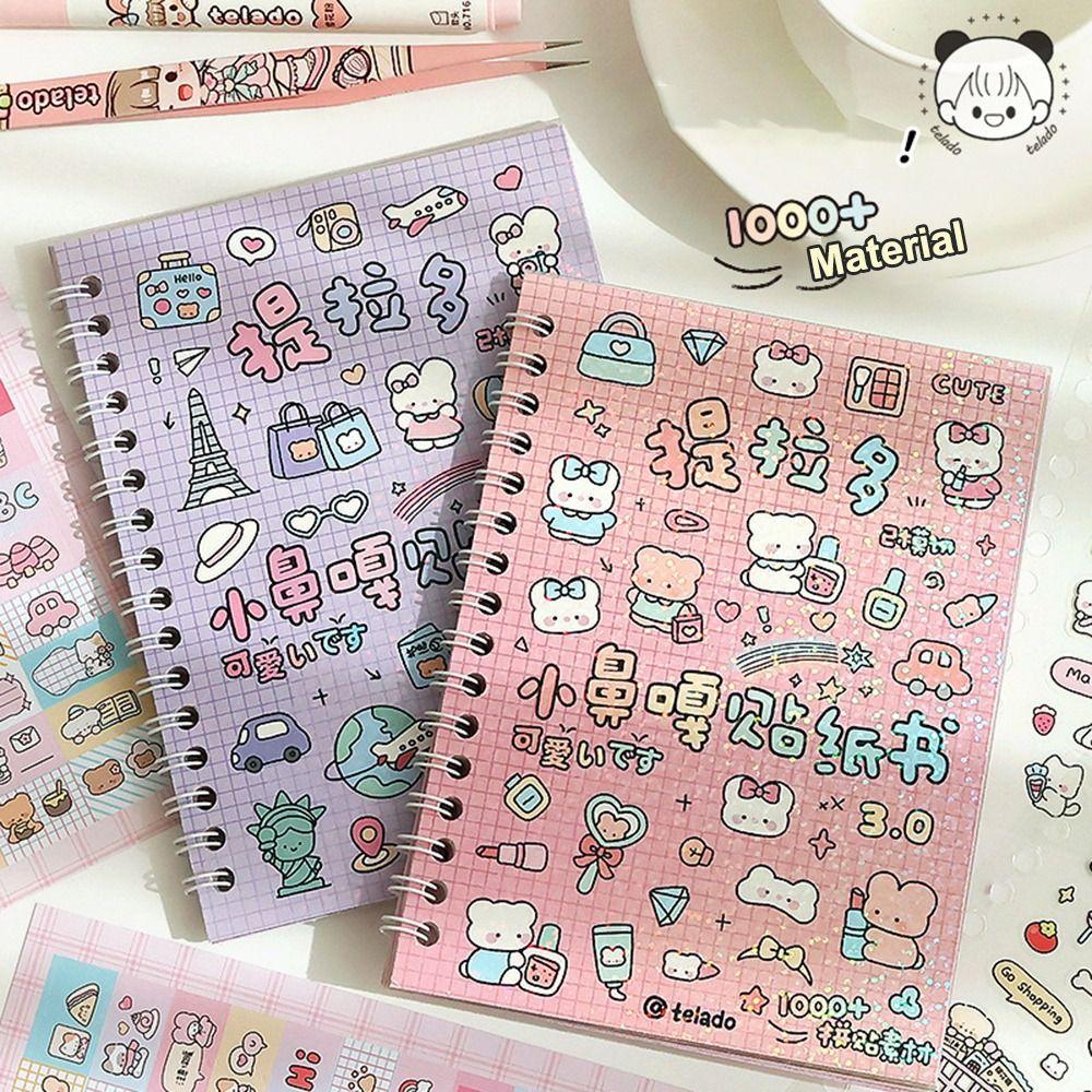 16Sheets Kawaii Kpop Decorative Sticker Book 1000+ DIY Material Cartoon Scrapbooking Stickers PET Material Sticker Decoration