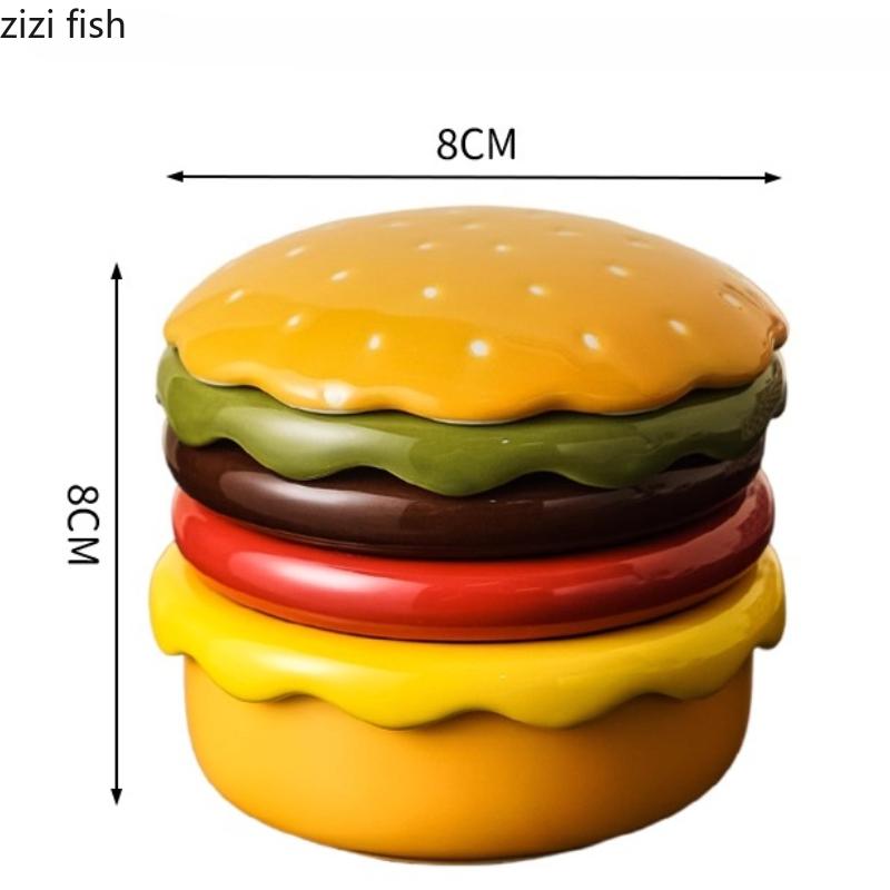Cute Burger Ceramic Plate Set Dipping Dish Seasoning Dish Snack Bowl Dessert Plate Dim Sum Dish Sauce Dishes Tasting Plates Tray