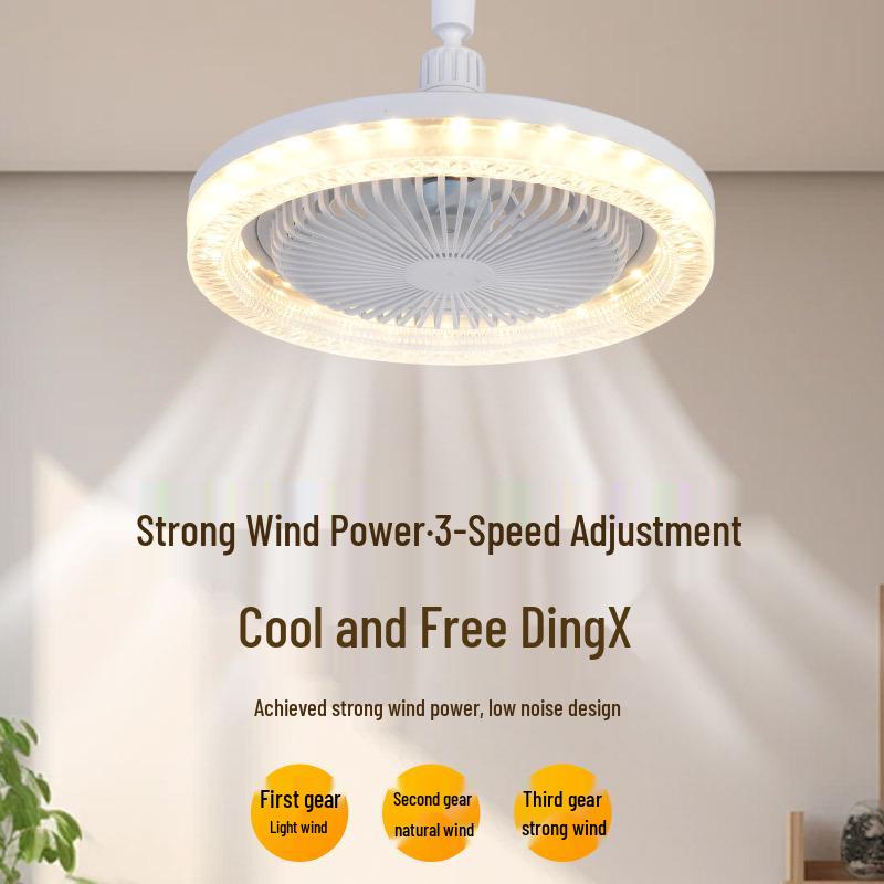 E27 Universal Crystal Fan Chandelier with Smart Remote Control for Home, Bedroom, Kitchen