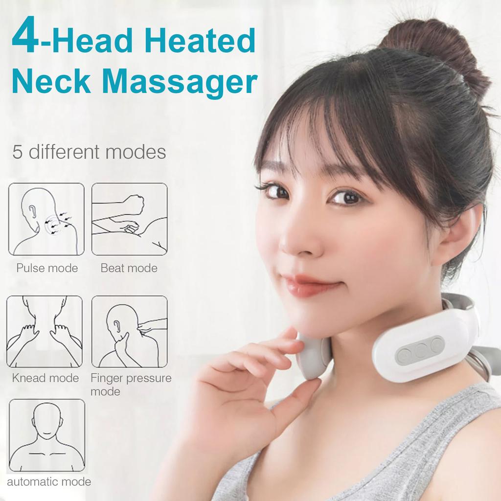 Electric Neck Massager With Heat 6 Modes USB Charging Constant Temperature For Muscle Relax Neck Pain Relief