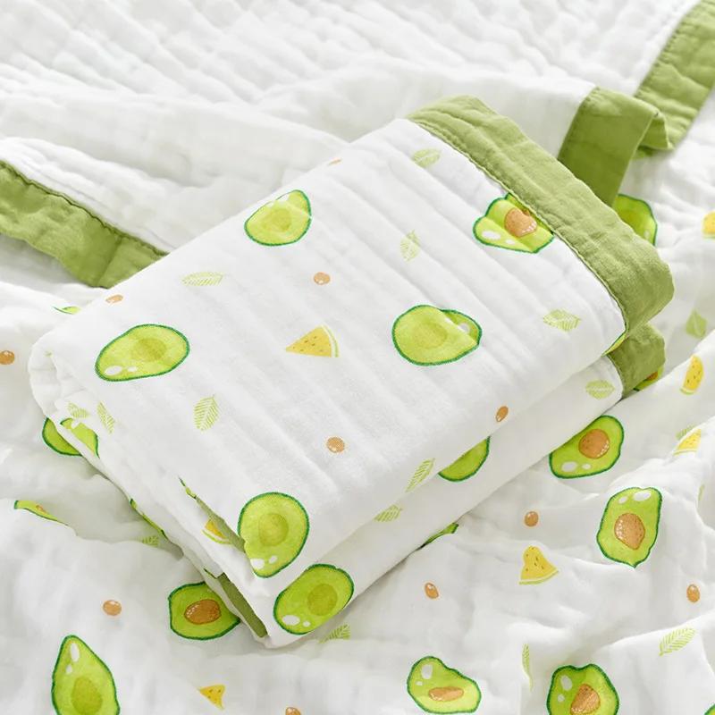 Cartoon Baby Blankets Summer Newborn 6 Layers Thicken Soft Cotton Muslin Swaddle Wrap Stuff Infant Boys Girls Blanket 110*110CM