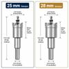 2pcs Spring Guided Design TCT Hole Saw Cutter 1 Inch (25mm) Heavy Duty Hole Saw  For Stainless Steel