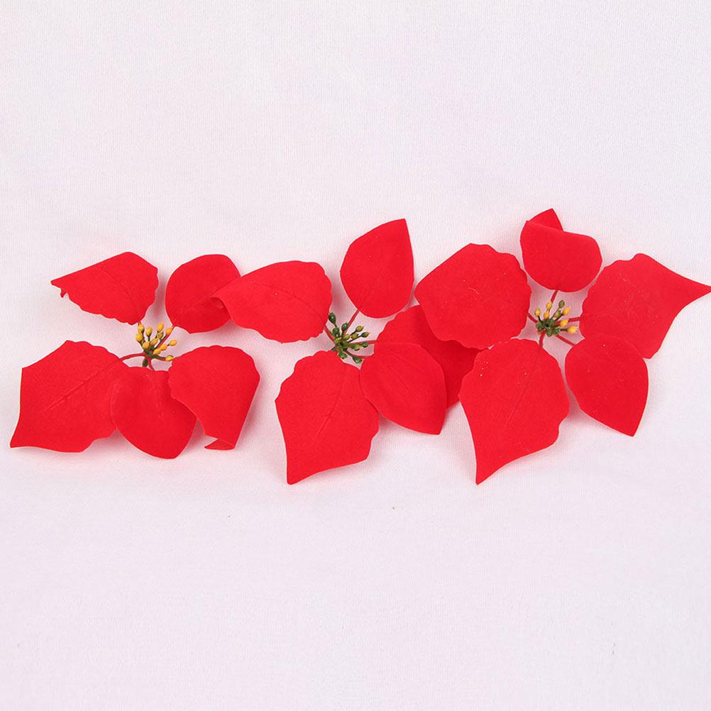 20Pcs Christmas Fake Flower Pendant Ornament Lightweight Elegant Simulated Cloth Flower for Tree Decor Wedding Party Home Cafe