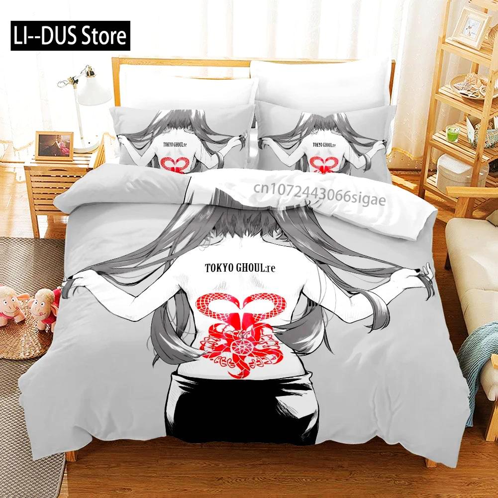 Anime Tokyo Ghoul 3D-bedruckter Bettbezug Kissenbezug Bettwäsche-Set Einzelbett Doppelbett Queen King Size Für Kinder Schlafzimmer Dekoration