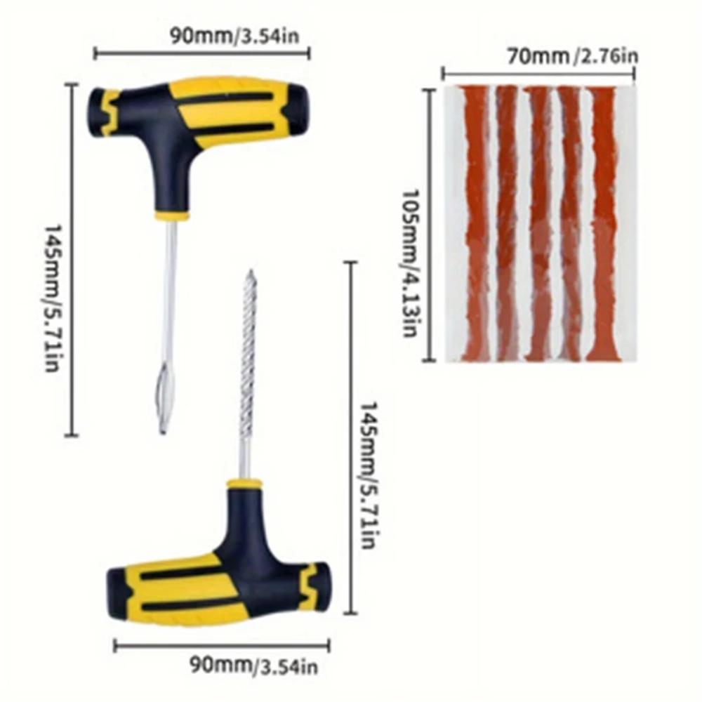 7 Pcs Car Tire Repair Tools Tire Repair Kit with Rubber Strips Tubeless Tyre Puncture Studding Plug Set for Truck Motorcycle