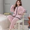 2024 Spring & Autumn Coral Fleece Pajama Set: 3D Jacquard Flannel Long Sleeve Cardigan Homewear