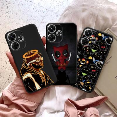 Cool Cartoon Case For iPhone Samsung A55 M34 S24 Xiaomi Redmi 13 Pro 14C Huawei Honor Shockproof Phone Bumper Black Matte TPU Anti-Scratch Full Cover